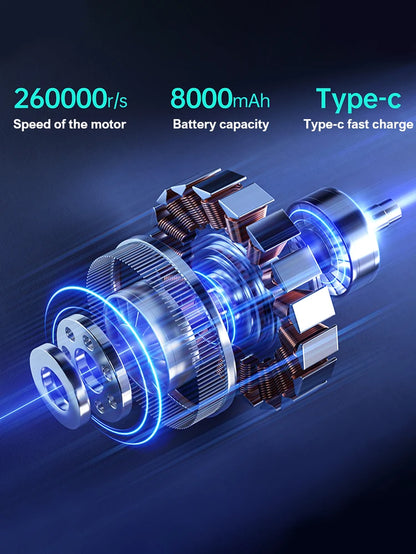 Upgraded Turbo Violent Fan 300,000RPM High Speed Air Blower All-In-One Brushless Dust Blower with Vacuum Kit Mini Turbo Jet Fan